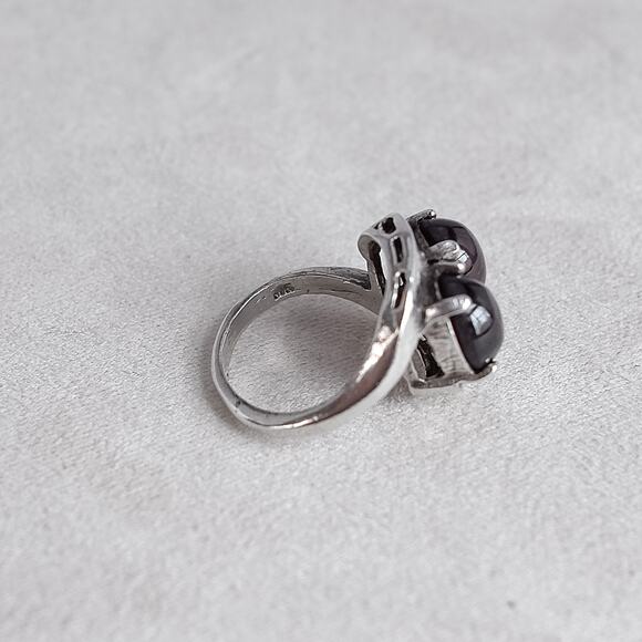 Sterling Silver Double Garnet Bypass Ring Size 5.5 Double Cabochon 5.4g - Picture 5 of 7